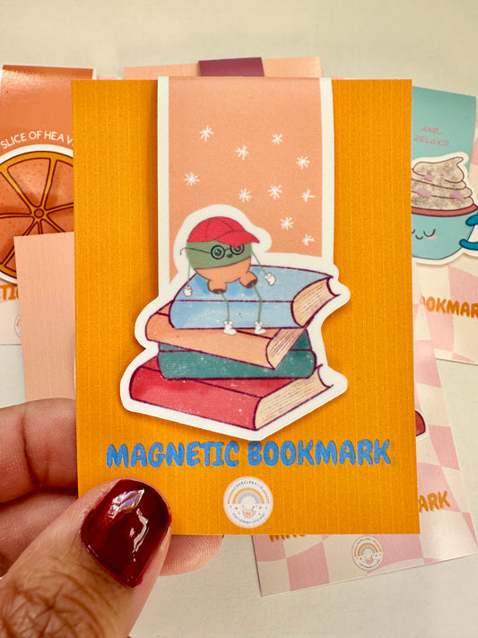 Stack of Books Mr Pea Magnetic Bookmark