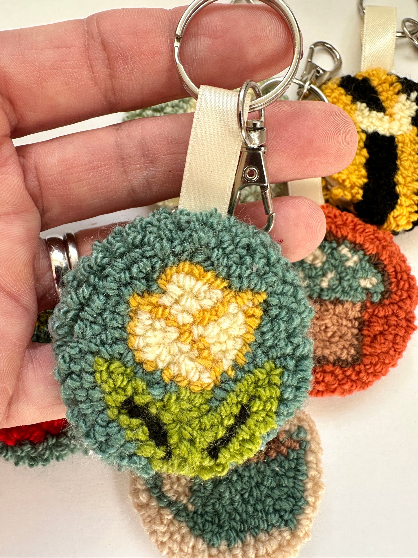 Tulip Punch Needle Keyring