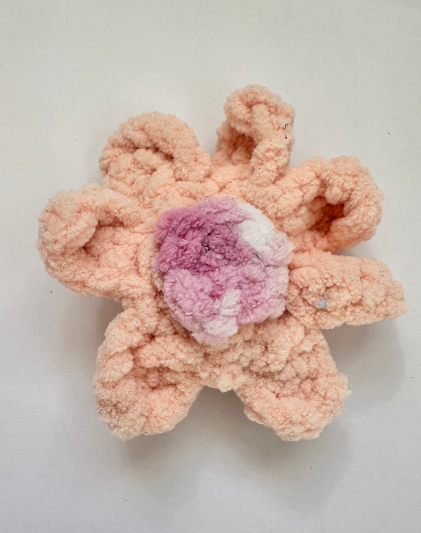 Cute Plush Pink Crochet Flower Hair Clip