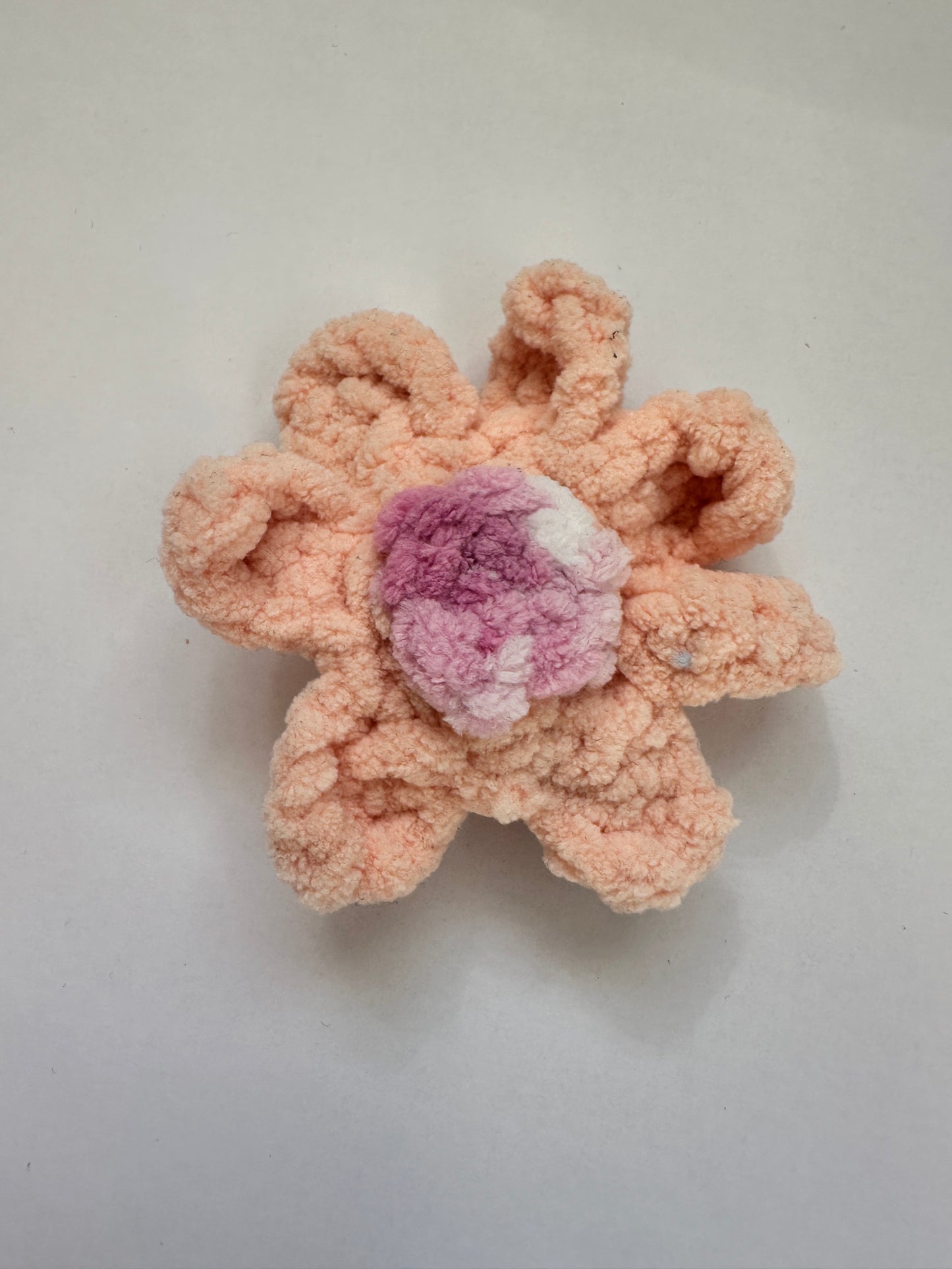 Cute Plush Pink Crochet Flower Hair Clip