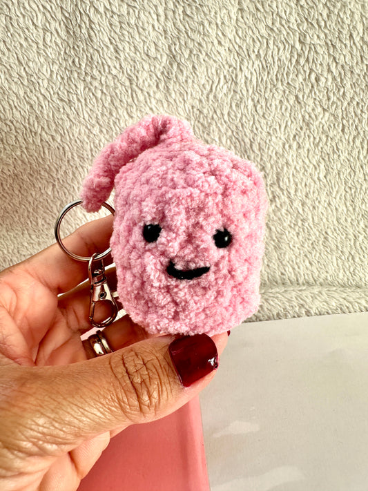 Cute Plush Crochet Pink Marshmallow keyring