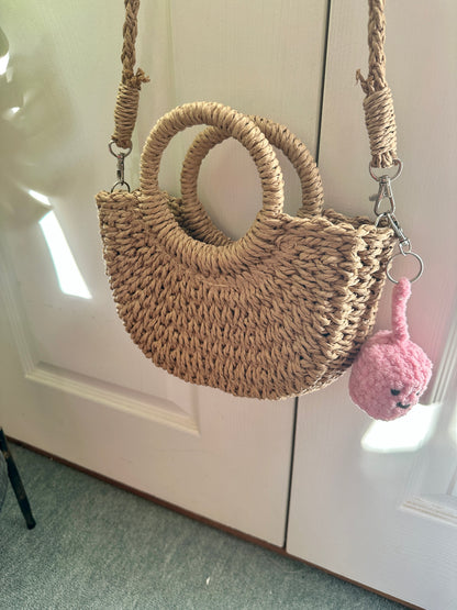 Cute Plush Crochet Pink Marshmallow keyring