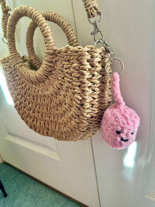 Cute Plush Crochet Pink Marshmallow keyring