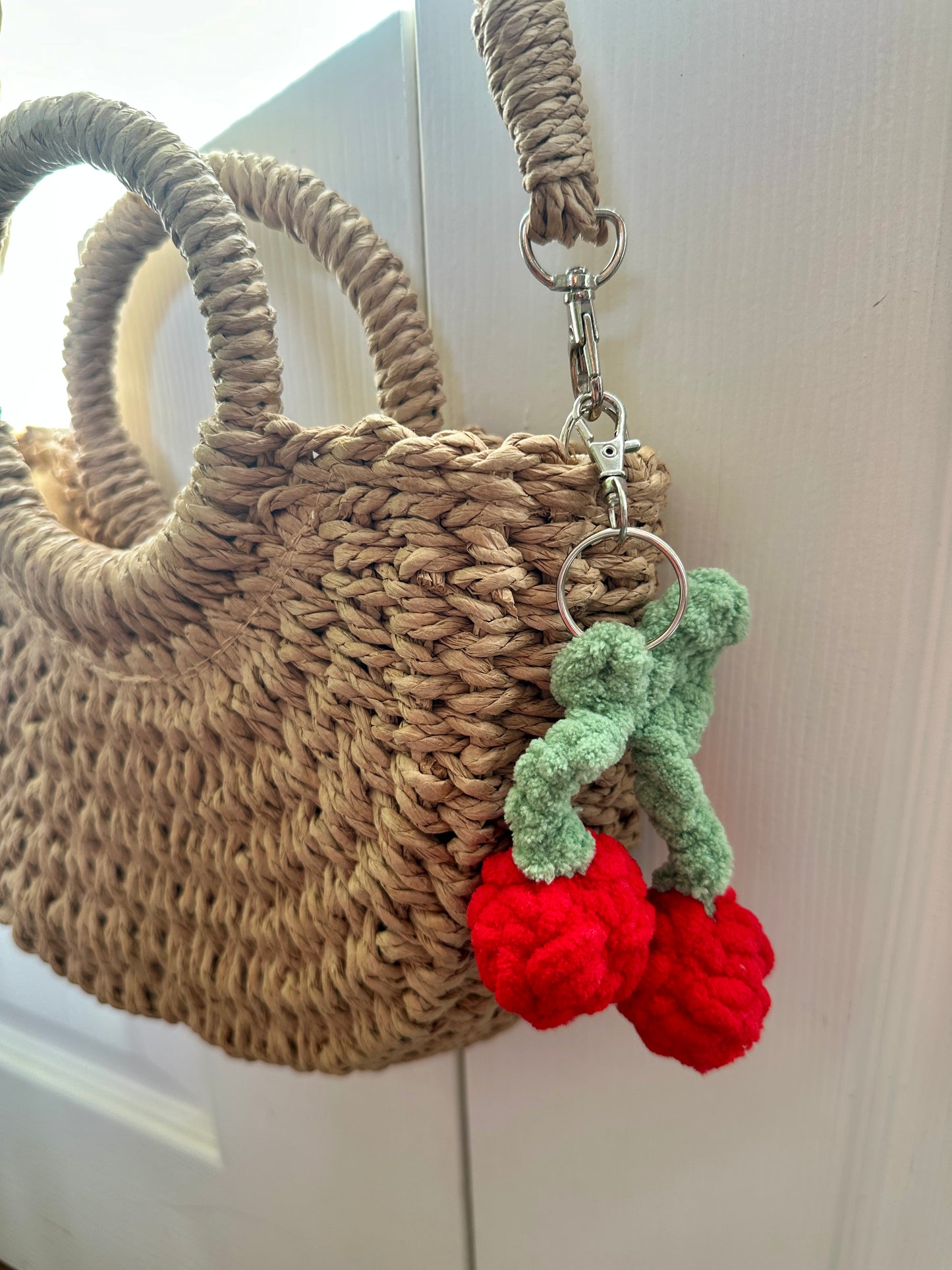 Cute Plush Crochet cherries keyring