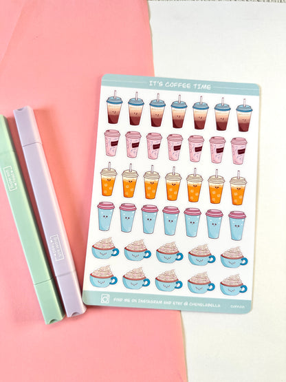 Cute Kawaii Coffee Sticker Sheet