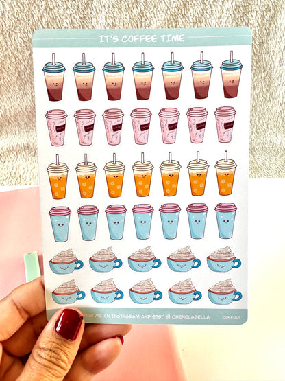 Cute Kawaii Coffee Sticker Sheet