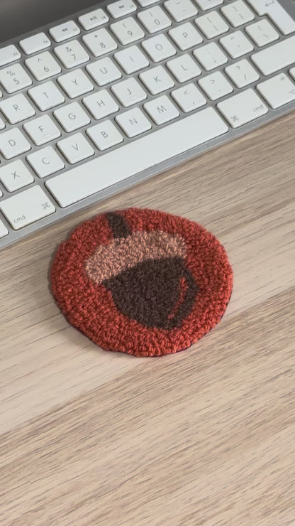 Punch Needle Acorn Coaster
