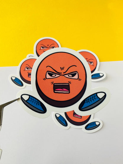 Mr Full Stop Cute Vinyl Waterproof Sticker held up