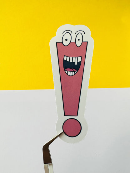 Vinyl waterproof sticker mr exclamation mark held up