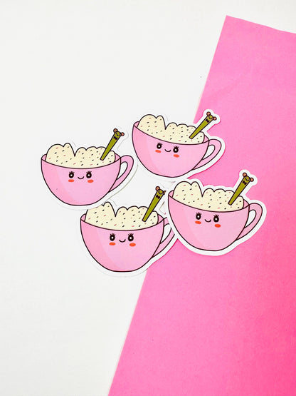 cute kawaii cappuccino coffee waterproof sticker