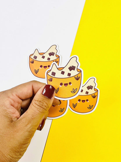 Kawaii Cereal Bowl Waterproof Sticker held up