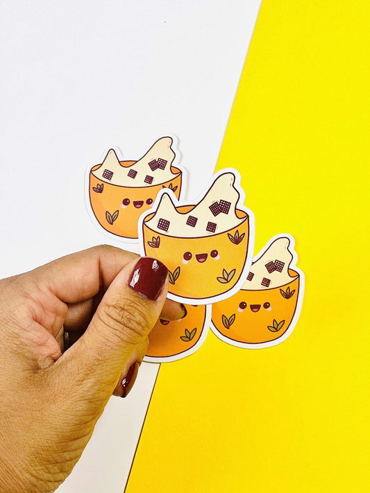 Kawaii Cereal Bowl Waterproof Sticker held up