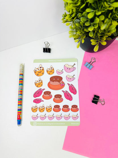 Cute Kawaii breakfast sticker sheet staged