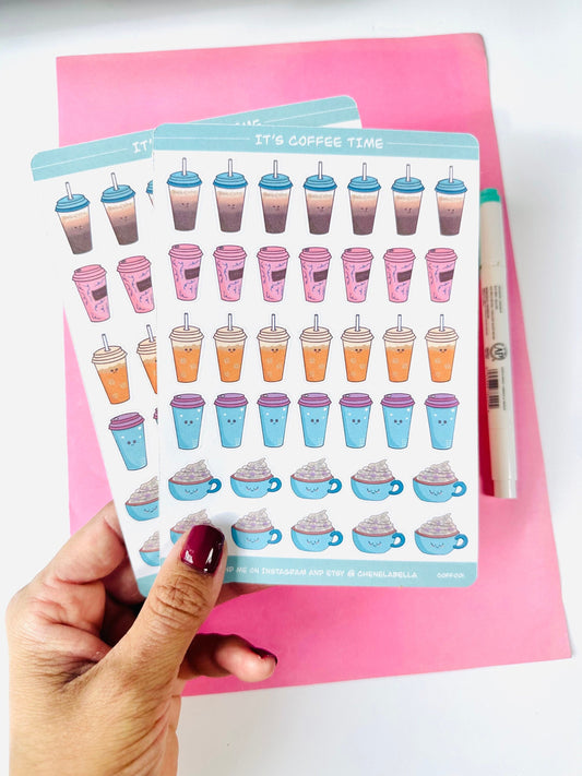 Cute Kawaii Coffee Sticker Sheet