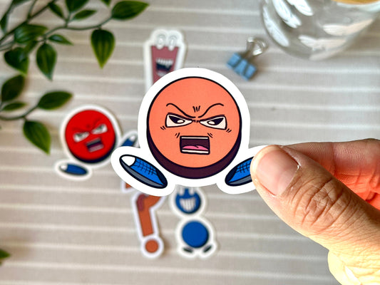 Mr Full Stop Cute Vinyl Waterproof Sticker up close