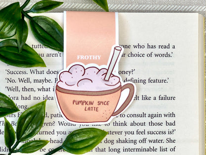 latte coffee magnetic bookmark close up