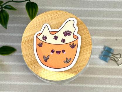 Kawaii Cereal Bowl Waterproof Sticker close up