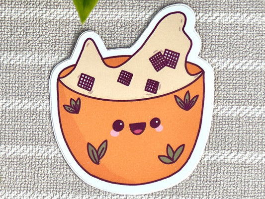 Kawaii Cereal Bowl Waterproof Sticker close up