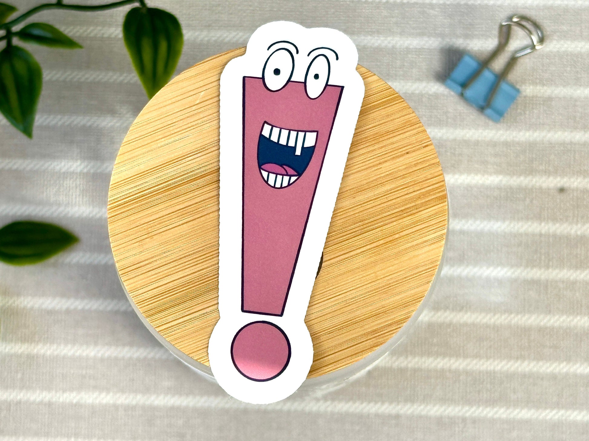 Vinyl waterproof sticker mr exclamation mark close up